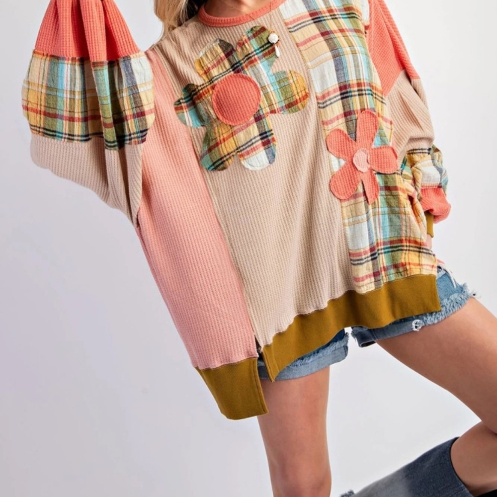 Colorful Patchwork Women's Sweater NIB - Picture 2 of 8